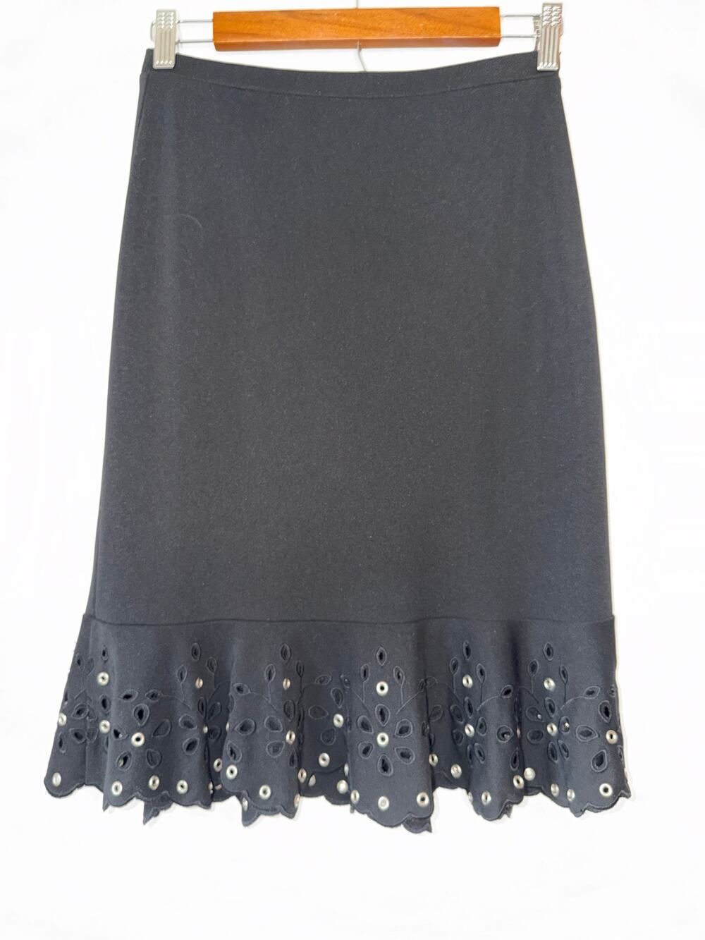 Michael Kors Black Elegant High Waisted Eyelet Classy Pencil Skirt Size 0 Office